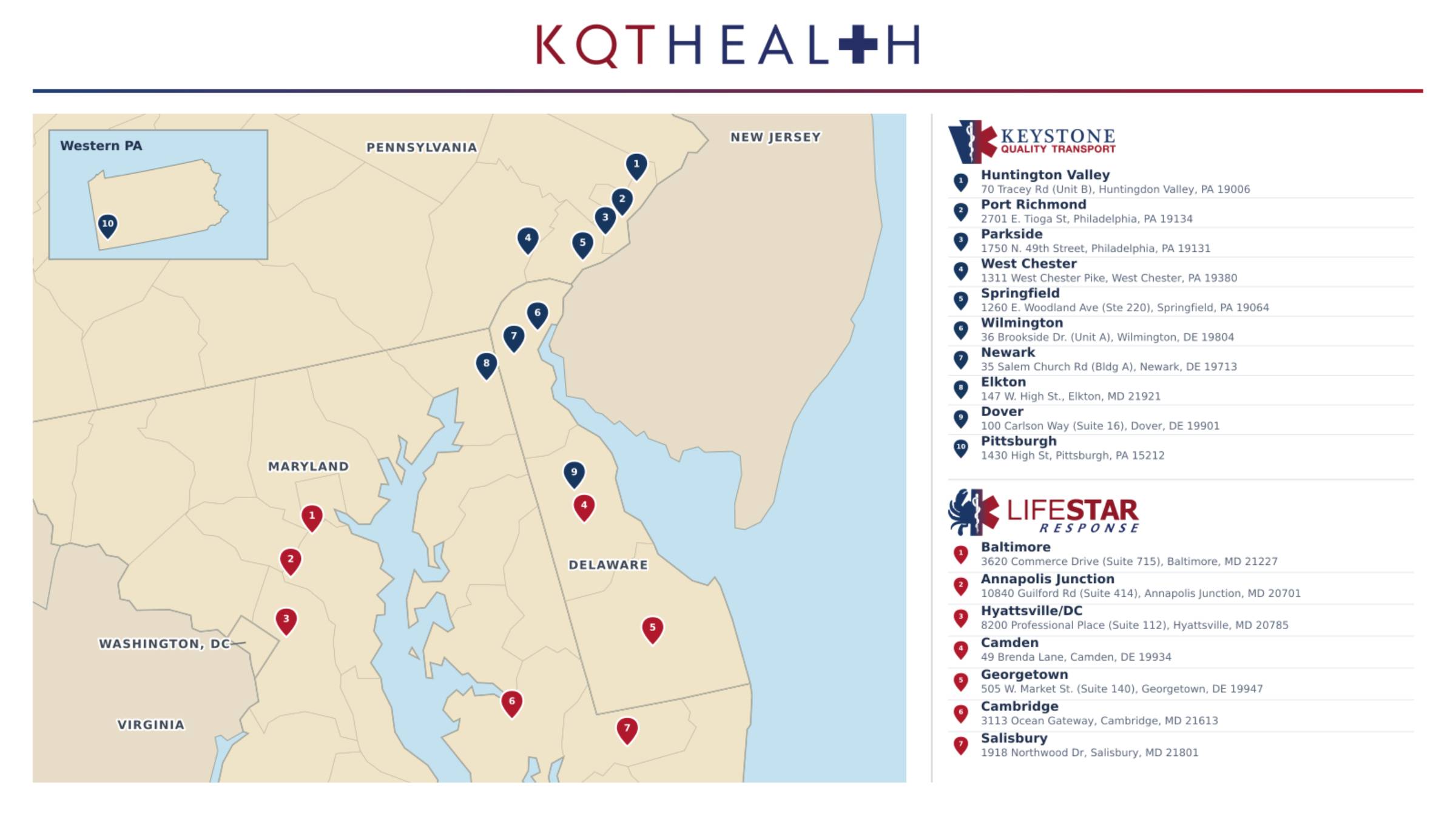 KQT Health Base Locations Map